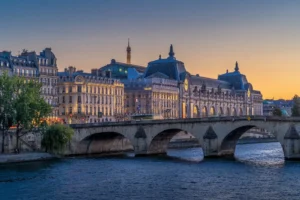 Orsay Museum building with giant clock in Paris